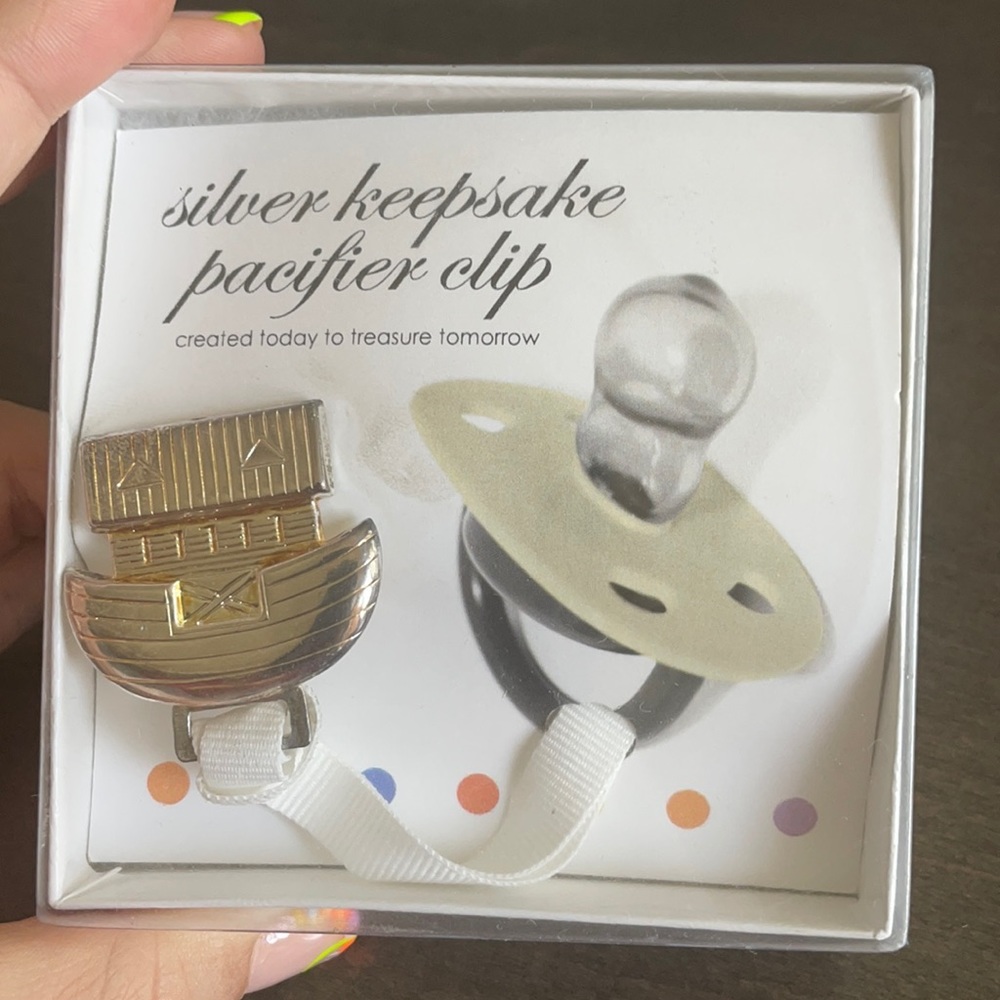Silver Boat Keepsake Pacifier Clip!